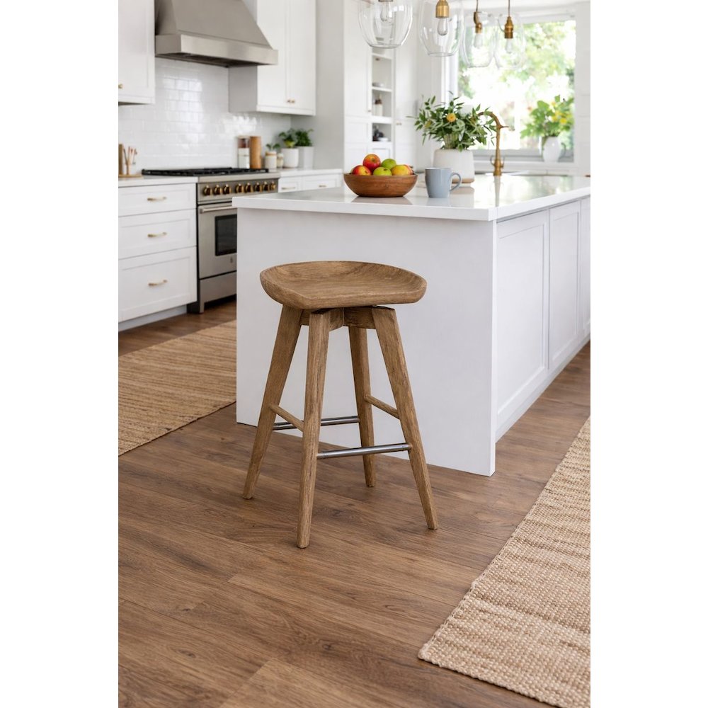 Bali Backless Swivel Counter Stool - Weathered Wire-Brush