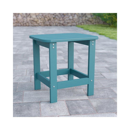 All-Weather Poly Resin Wood Adirondack Side Table in Teal