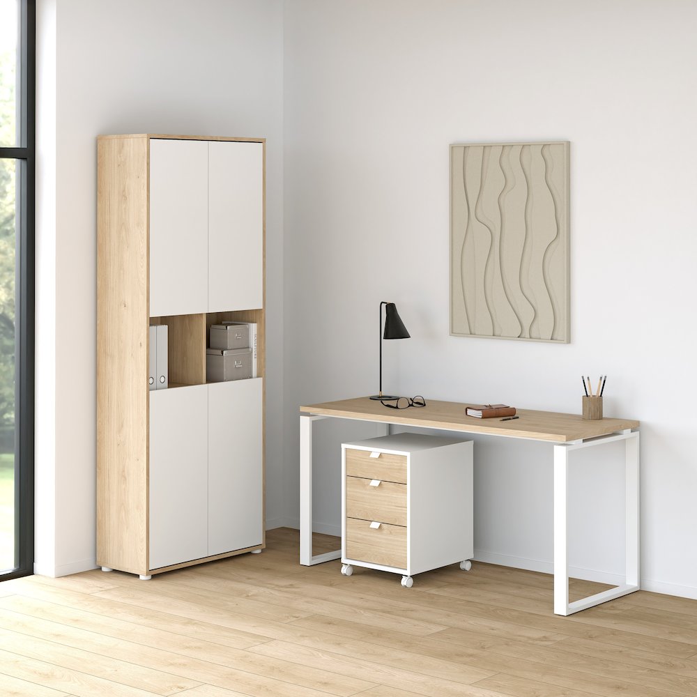 Sign 3-Piece Home Office Set with Desk, Large Storage Cabinet and Mobile Storage