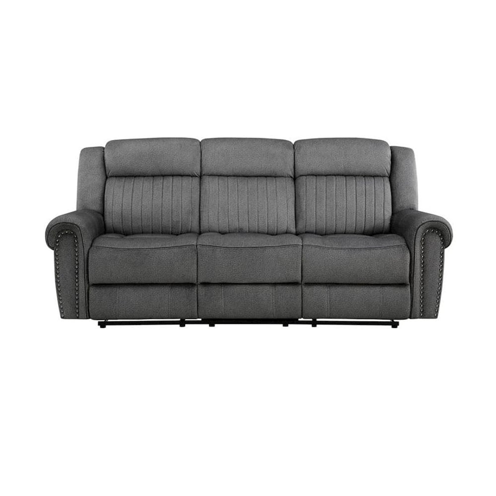 Brennen Microfiber Double Reclining Sofa In Charcoal