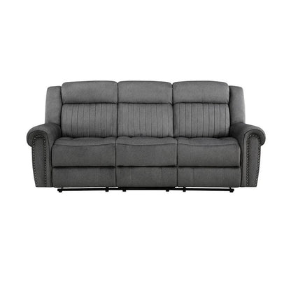Brennen Microfiber Double Reclining Sofa In Charcoal