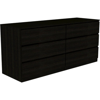 Asteria 6 Drawer Double Dresser Black MDF