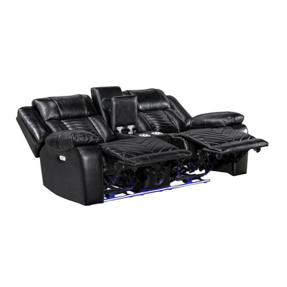 Sensa Power Reclining Loveseat.withBluetooth Speaker with Led Belt Black