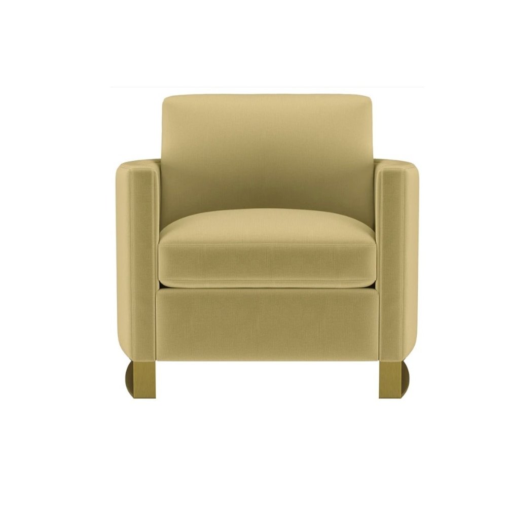 Corliss Upholstered Curved Track Arm Chair Camel