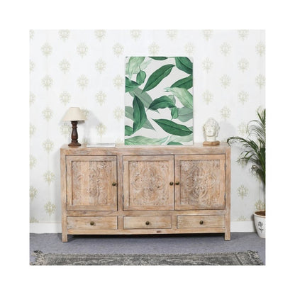 Weatherly 3 Handcarved Doors,3 Drawers Accent Cabinet