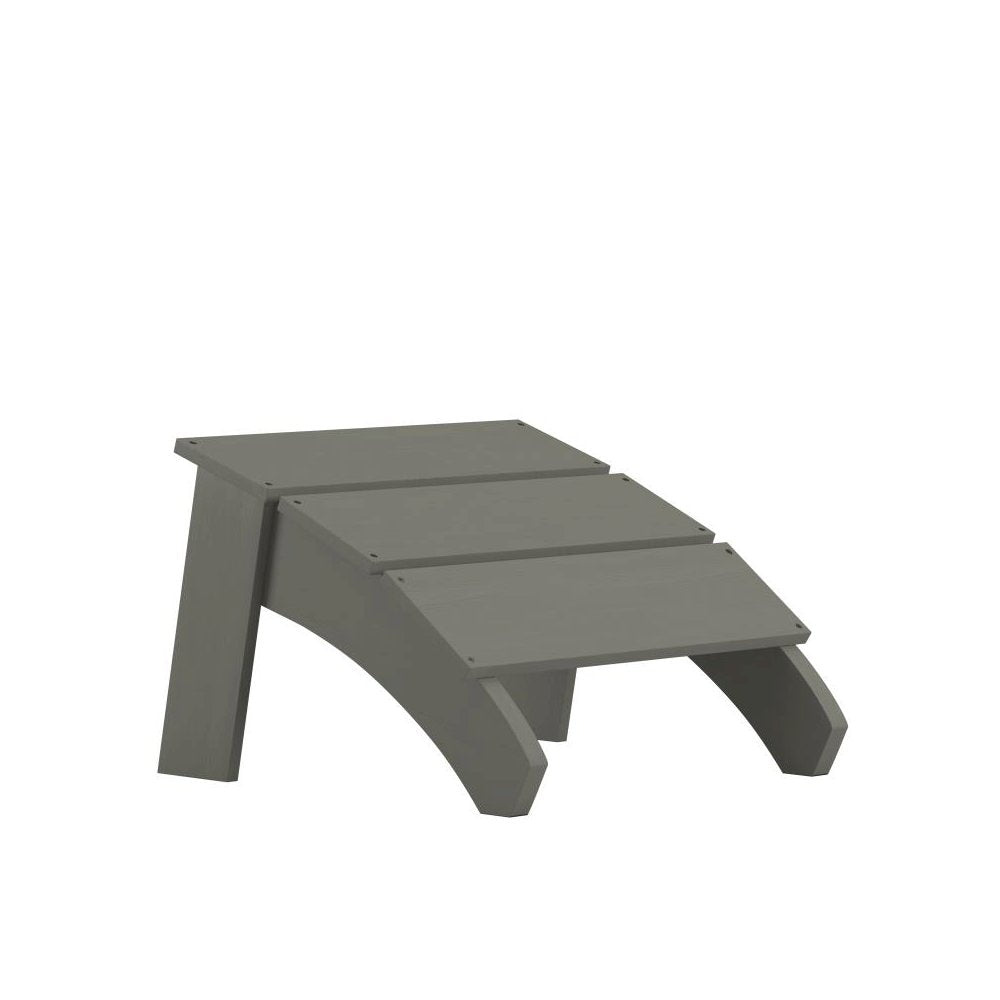 Modern All-Weather Poly Resin Wood Adirondack Ottoman Foot Rest in Gray