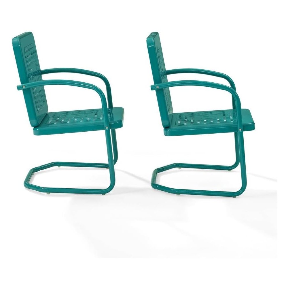 Turquoise Outdoor Chair Set with 2 Armchairs, Lightweight & Anti-Tip Hardware