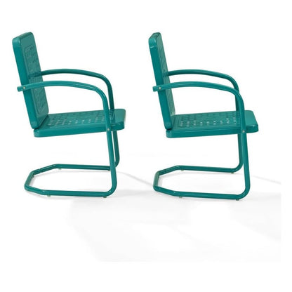 Turquoise Outdoor Chair Set with 2 Armchairs, Lightweight & Anti-Tip Hardware