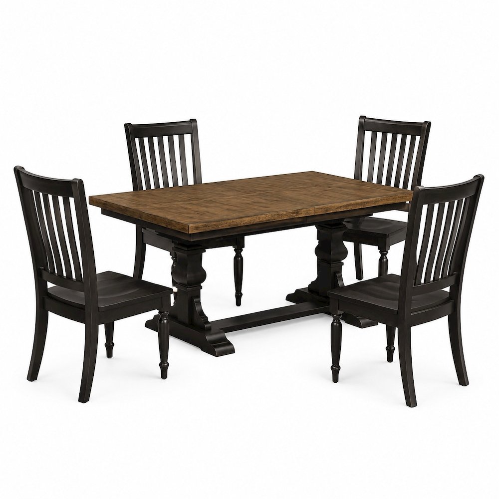 Harvest Home 5 Piece Trestle Table Set in Chalkboard