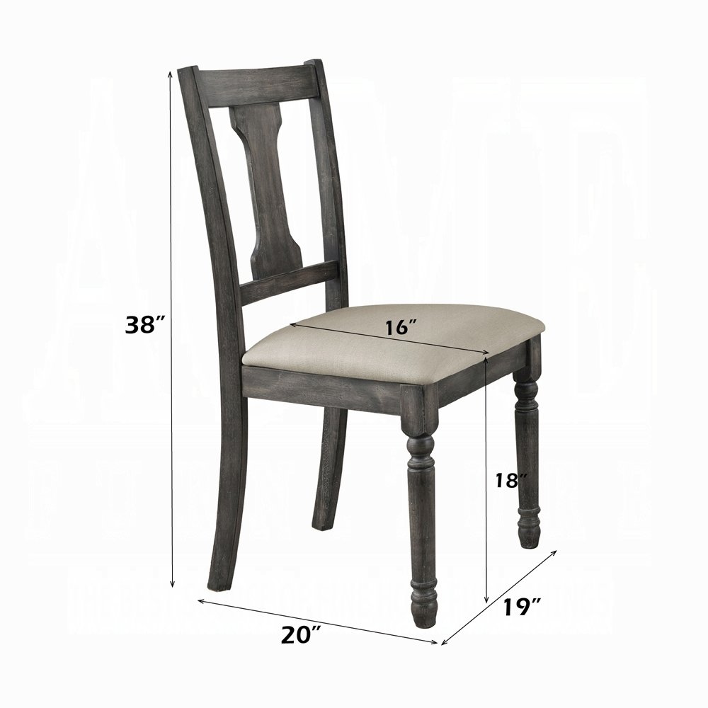 Wallace Side Chair (Set-2), Tan Linen & Weathered Gray