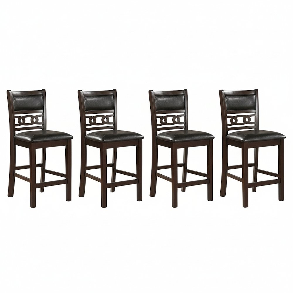 Gia Ebony Wood Counter Chair with PU Seat (Set of 4)