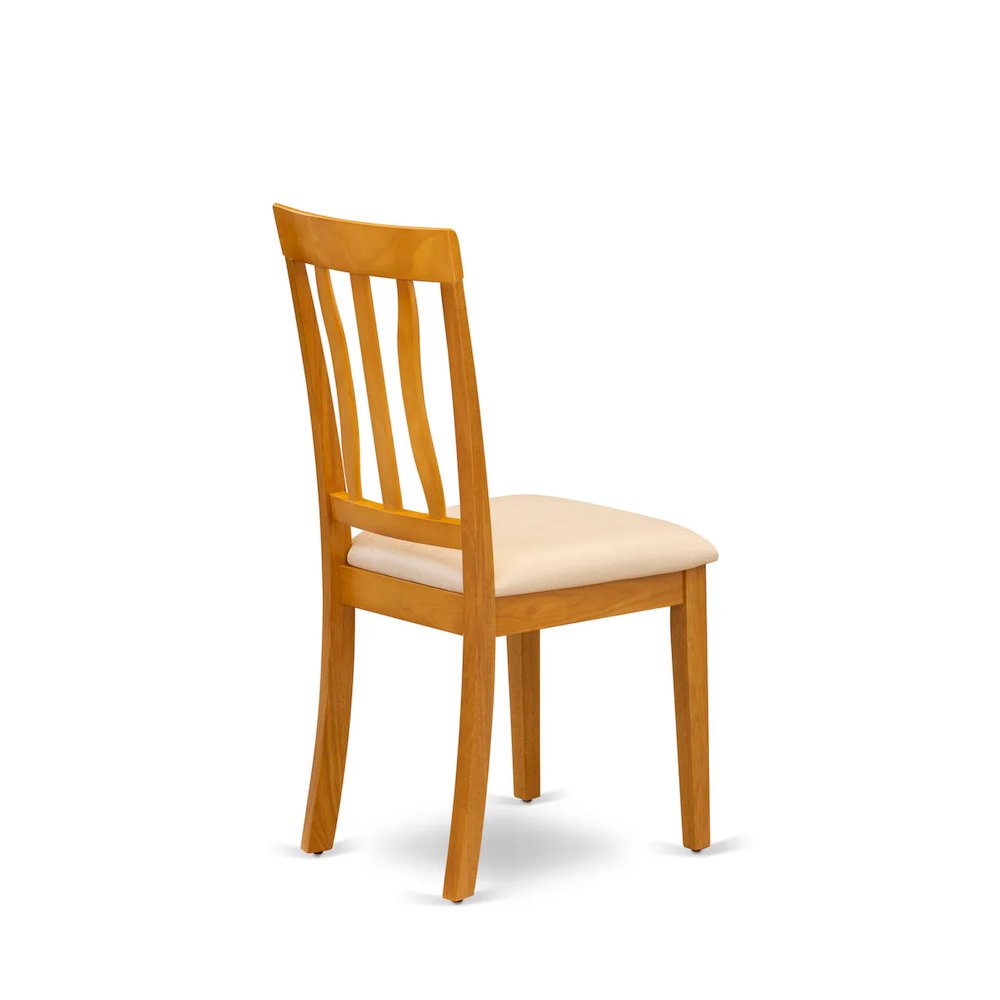 Antique Dining Chairs - Linen Fabric Upholstered Wooden Chairs, Set of 2