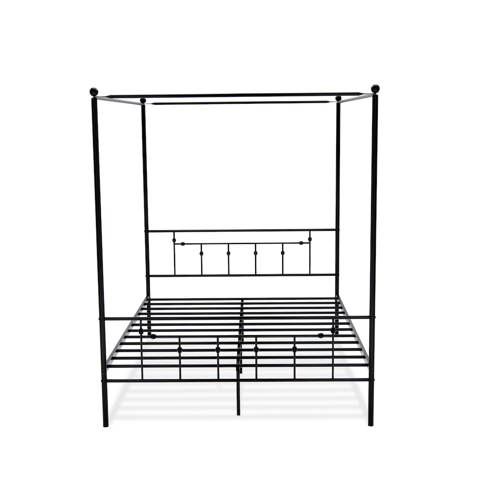 ATQCBLK Anniston Canopy Bed with Deluxe Style Headboard and Footboard - Luxurious Metal Frame in Powder Coating Black