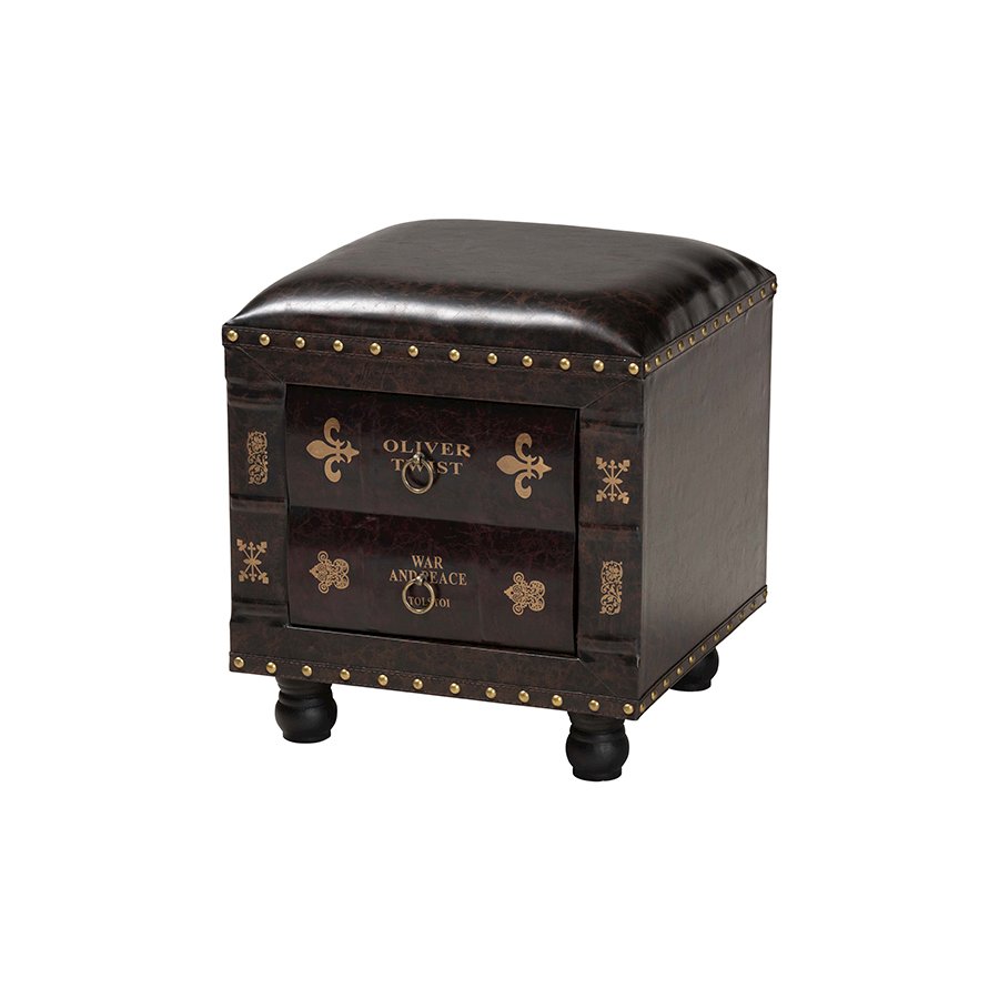Leather Upholstered Wood Storage Ottoman