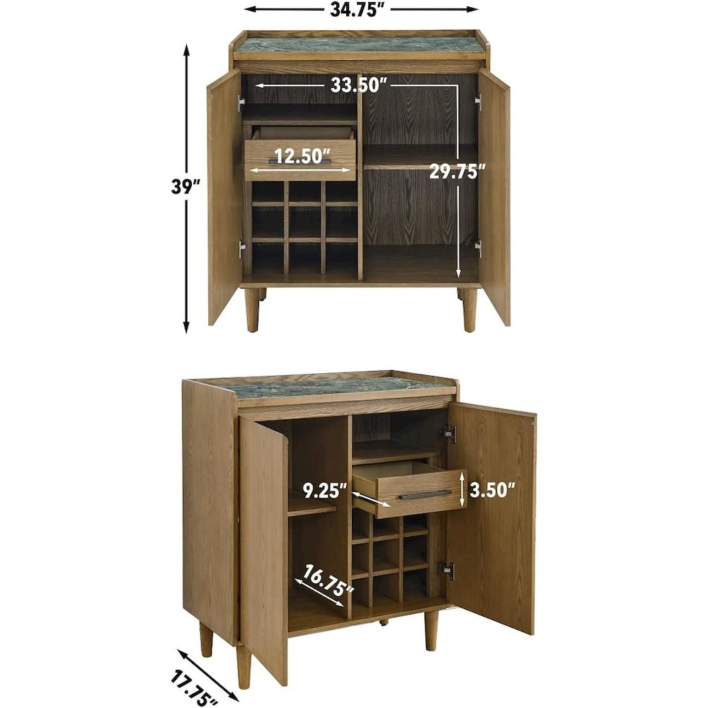 Novato Bar Cabinet with Sintered Stone Inlay Top