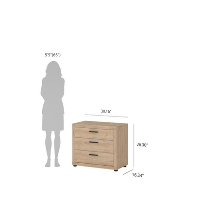 Mira 3 Drawer Chest, Jackson Hickory