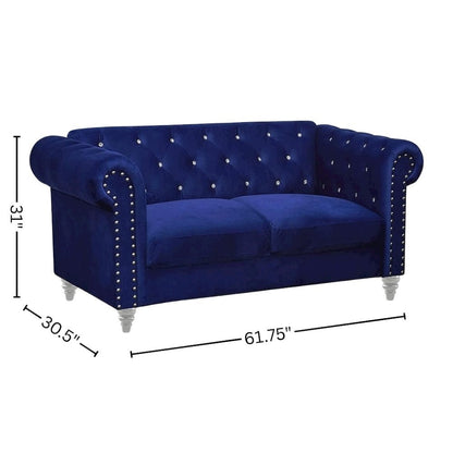 2-Piece Blue Couch Set – Sofa and Loveseat Sofas for Living Room Set
