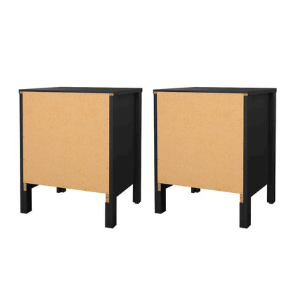 Madrid 2 Drawer Nightstand - Set of 2, Matte Black