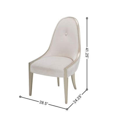 Velvet Upholstered Dining Chair for Dining Table in Beige Finish