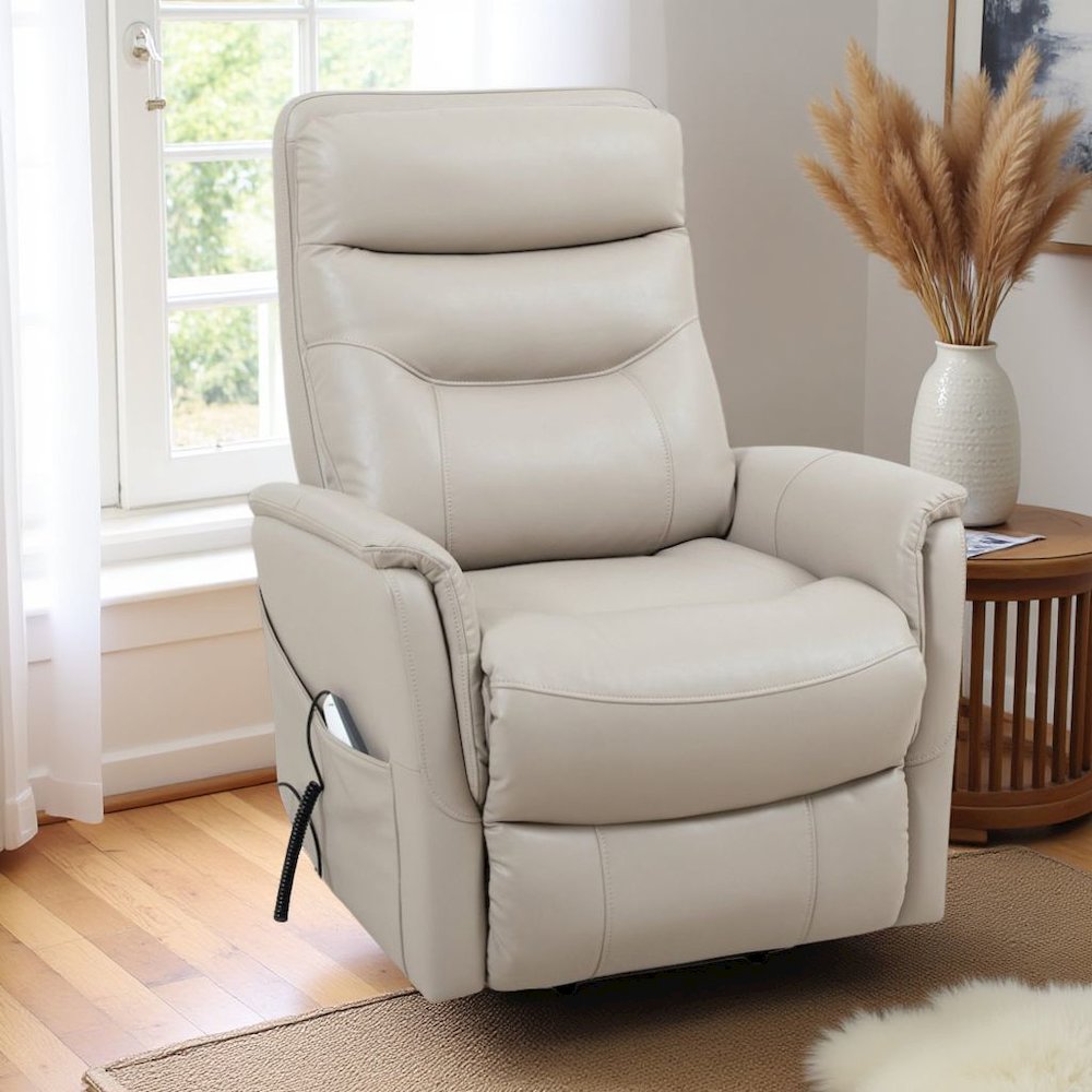 Ivory Recliner Chair with Power Lift and Articulating Headrest