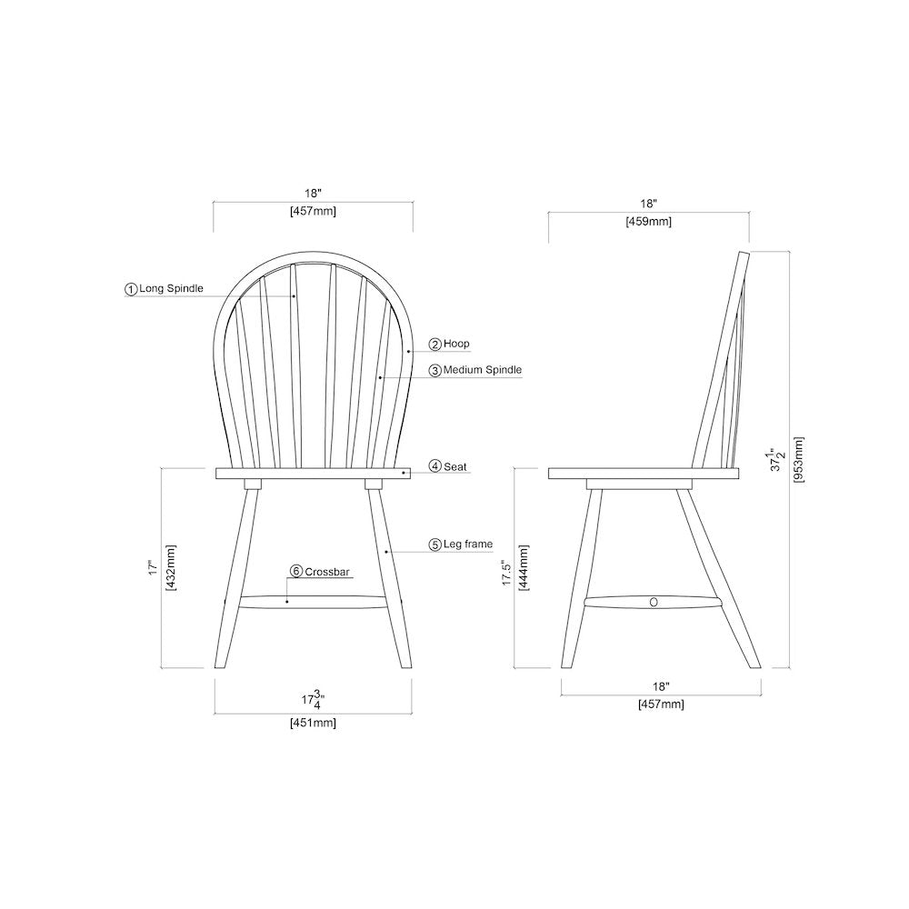 Title - Windsor Farmhouse Dining Chairs, Set of 2 - Cream/Natural