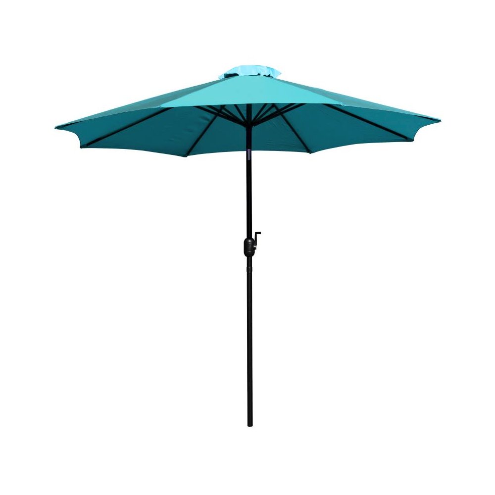 Teal 9 FT Round Umbrella with 1.5" Diameter Aluminum Pole with Crank and Tilt Function