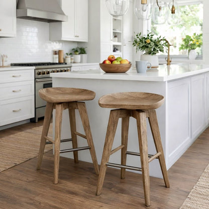 Bali Backless Swivel Counter Stool - Weathered Wire-Brush