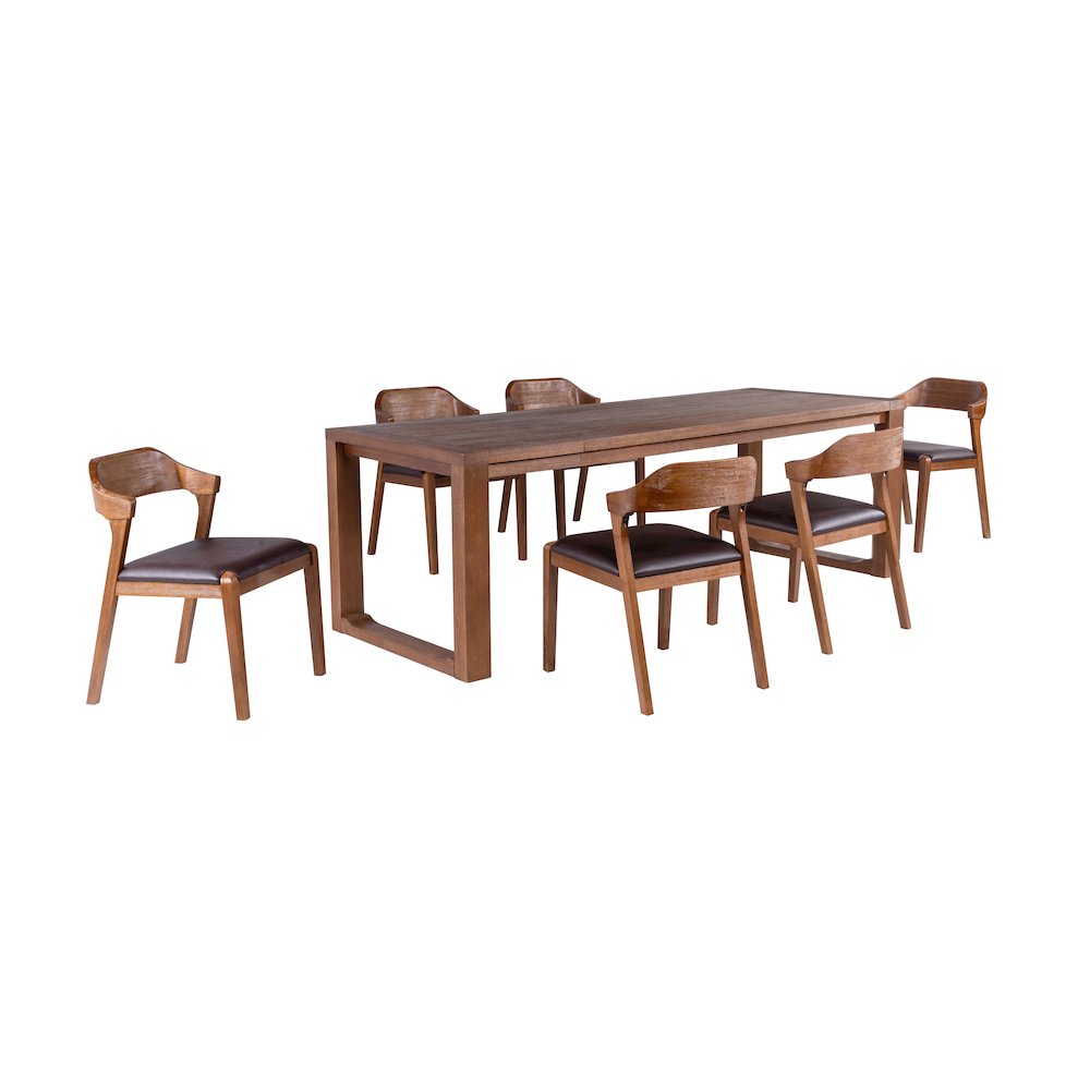 Rasmus 7pc Dining Set - Chestnut Wire-Brush Finish