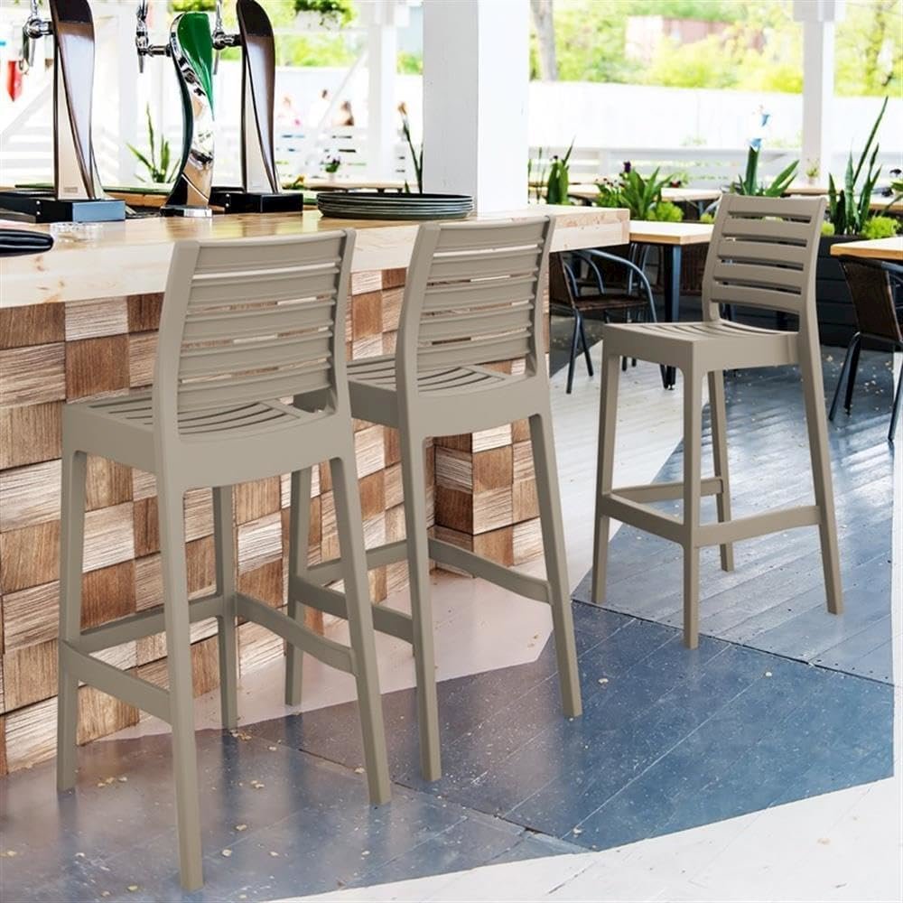 Ares Resin Bar Stool Taupe (Set of 2)