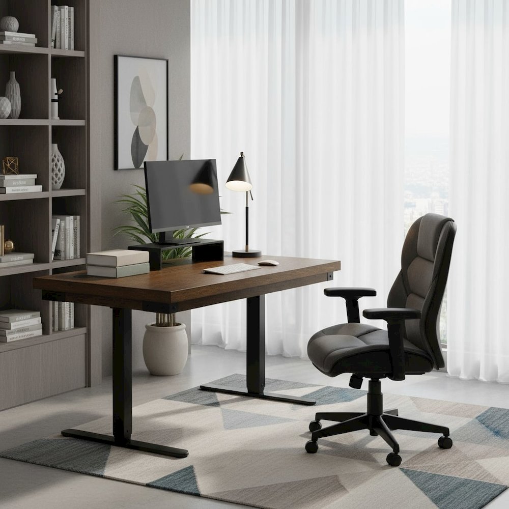 Rustic Electric Sit/Stand Desk, Height Adjustable 30"-45", Brown