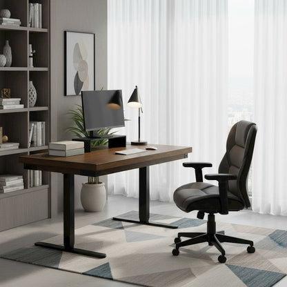 Rustic Electric Sit/Stand Desk, Height Adjustable 30"-45", Brown