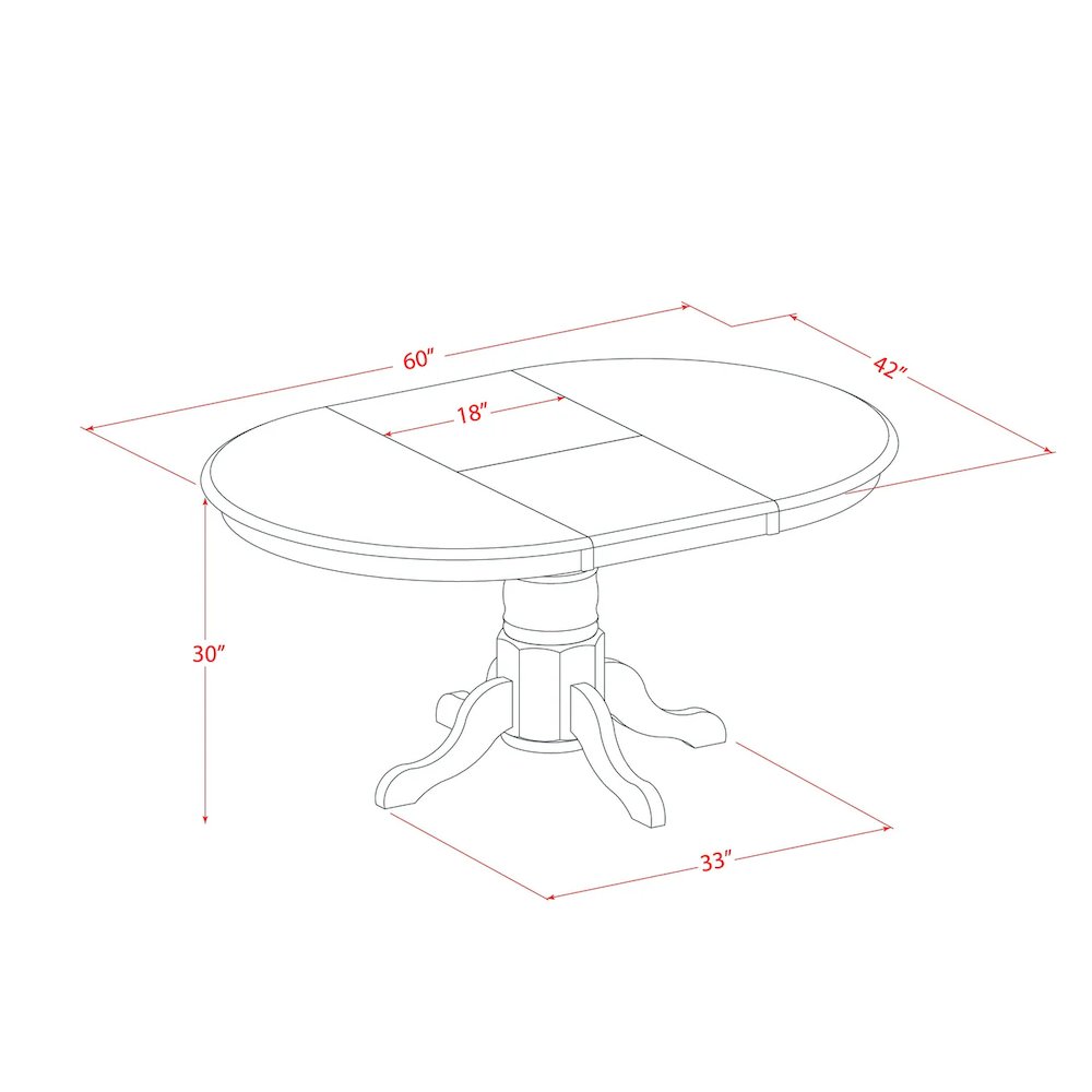 7 Pcs Dining Set Consist of an Oval Kitchen Table with Butterfly Leaf and 6 Linen Fabric Upholstered Chairs