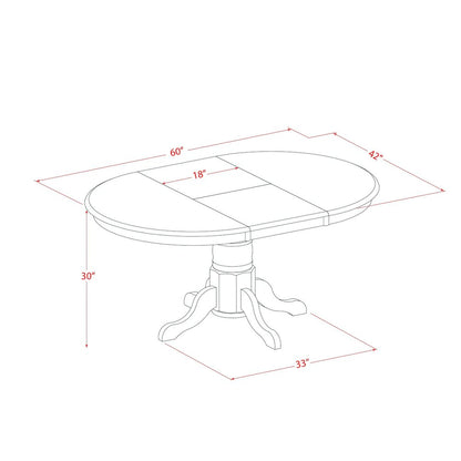 7 Pcs Dining Set Consist of an Oval Kitchen Table with Butterfly Leaf and 6 Linen Fabric Upholstered Chairs