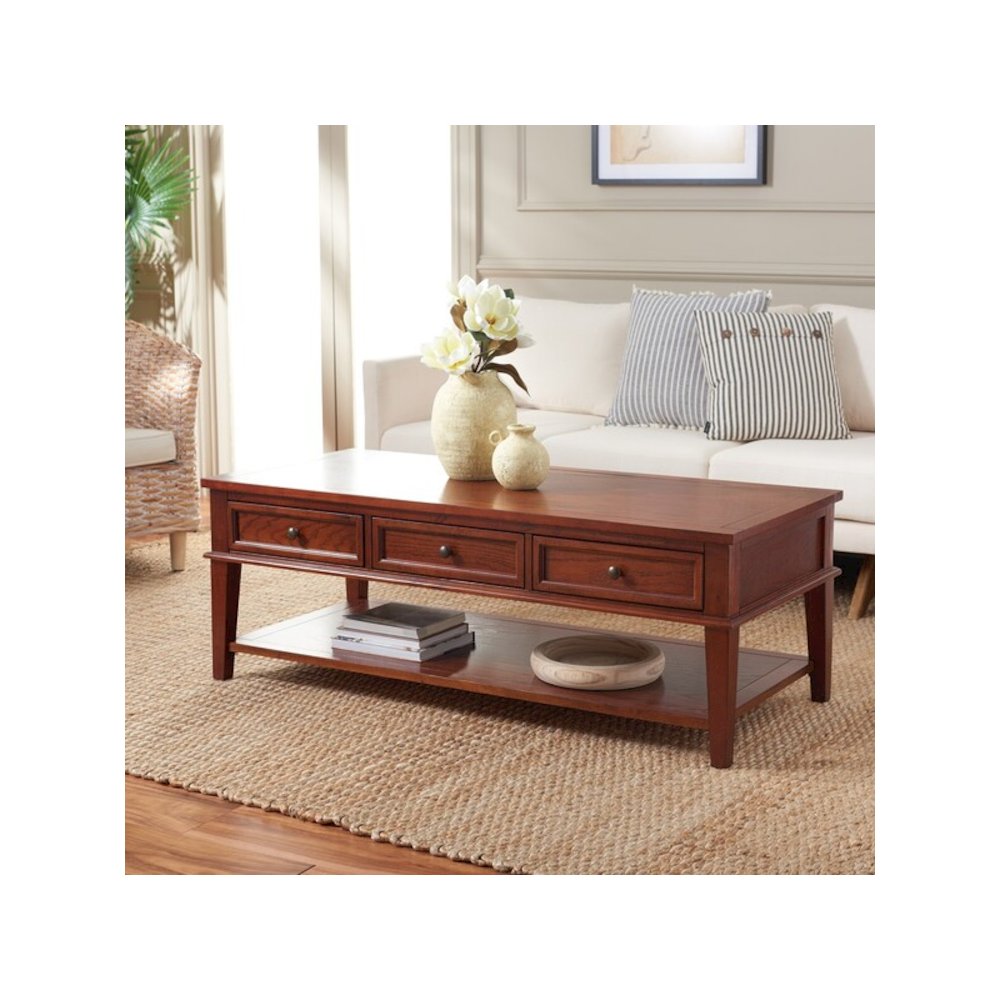 Manelin Coffee Table With Storage Drawers, Sepia/Brown
