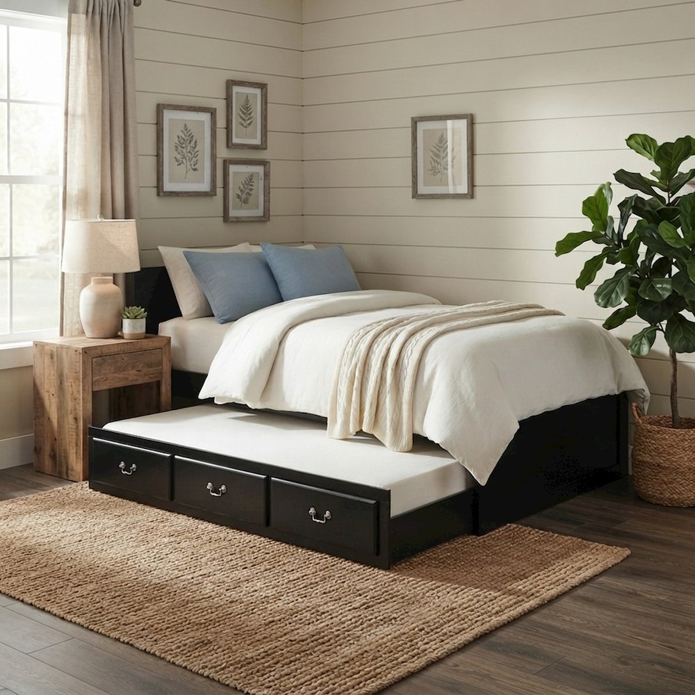 Furnifact Twin Trundle with Wooden Composite Low-Profile Frame
