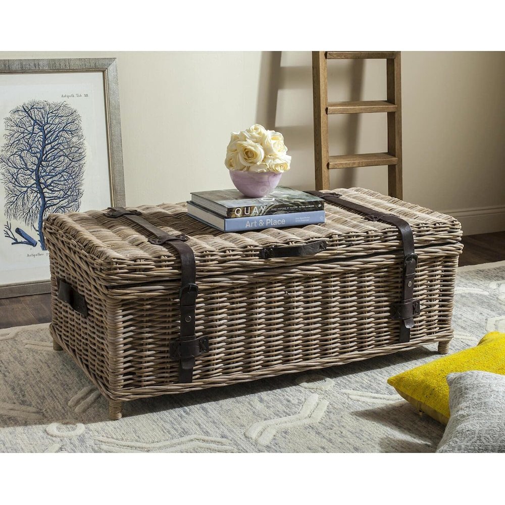 Home Collection Navarro White Rattan Coffee Table
