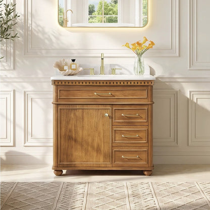 Clarion 36" Single Bathroom Vanity in Mango Brown, No Mirror
