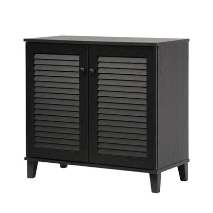 Brown Enclosed Shoe Cabinet, Engineered Wood, Espresso Finish, Entryway