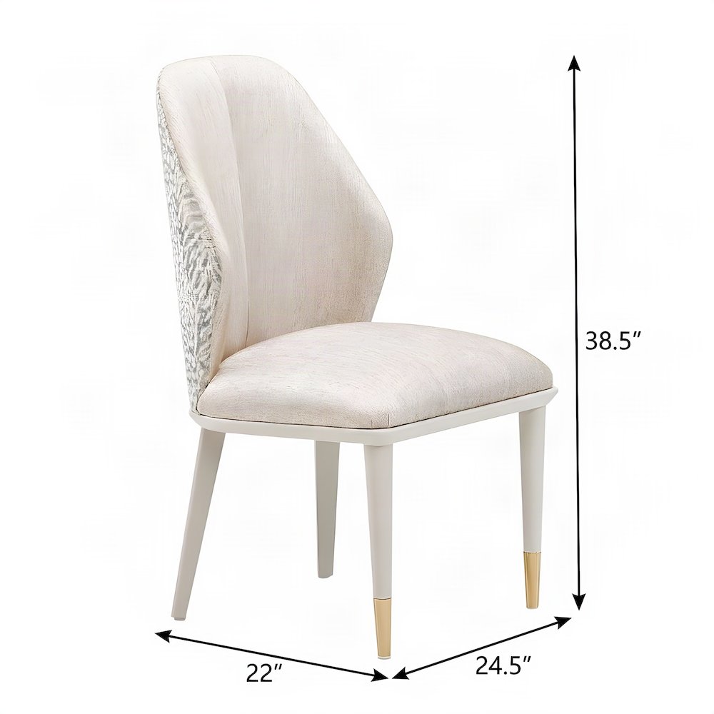 Starlight Canyon Home Chenille Dining Chairs, Silken Matte Cream, Set of 2