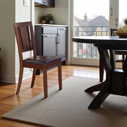 Elegant Wooden Dining Chairs Set of 2 Faux Leather Seat for Kitchen