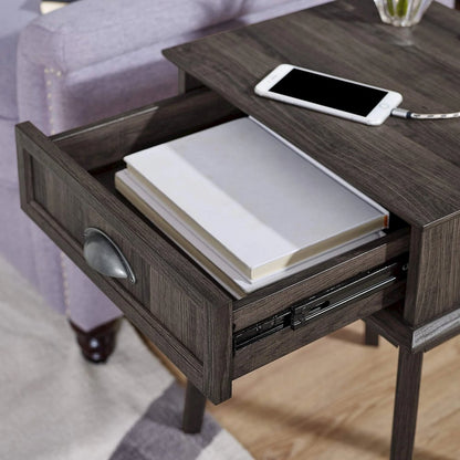 Newport Series Tall End Side Table With Fully Extended Storage Drawer