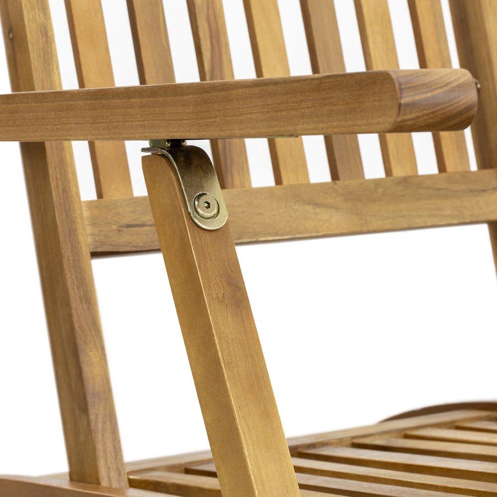Patio Chair Lounge - Outdoor Acacia Wood Sunlounger Chair for Poolside, Deck, Lawn, 59x21x35 Inch, Natural Oil