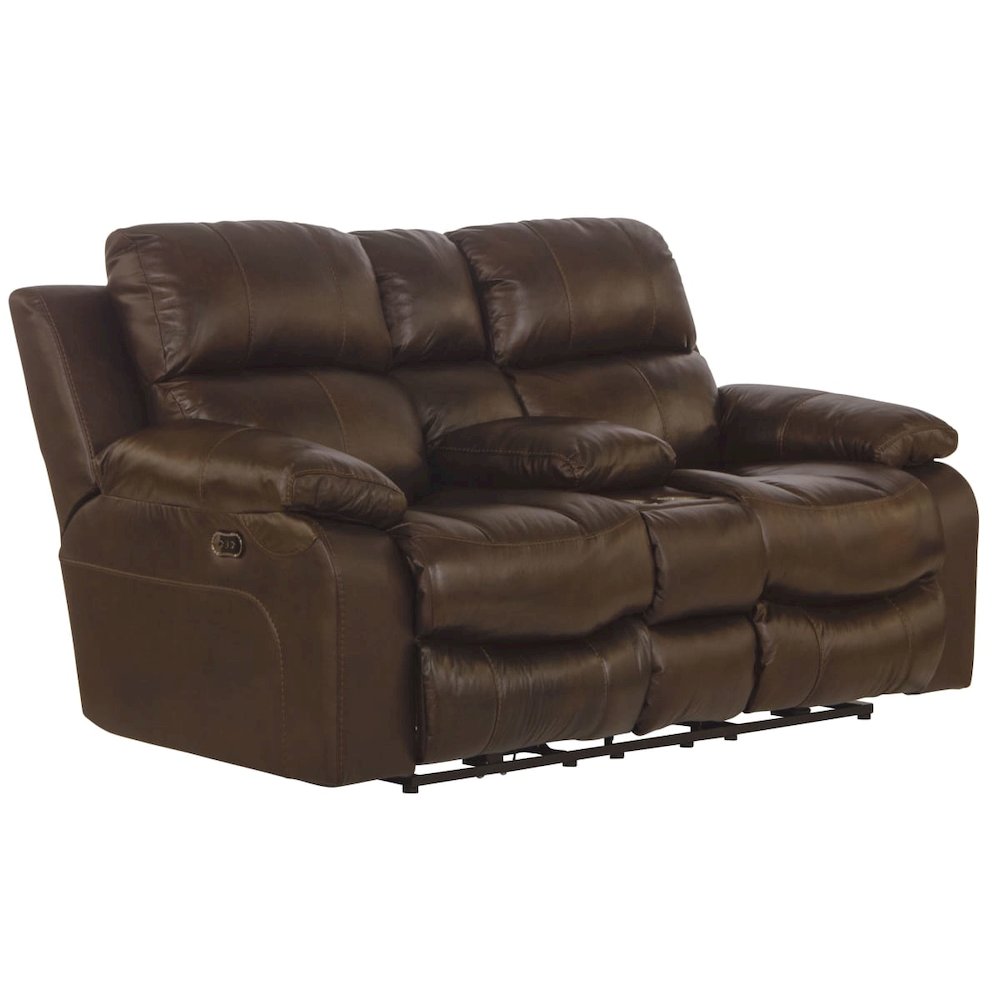Positano Italian Top Grain Leather Match Power Reclining Console Loveseat