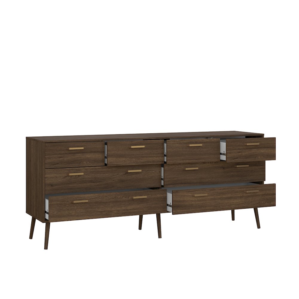 Tone 8 Drawer Double Dresser, Mocha Oak