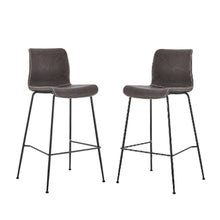 Faux Leather Low-Back Counter Stool with Zig-Zag Stitching, Set of 2