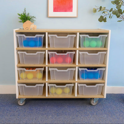 12 Tray Mobile Cabinet in Brown and White Color