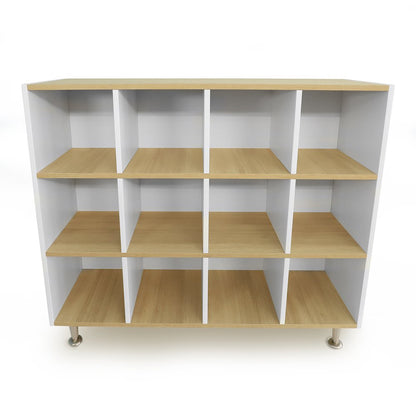 12 Cubby Backpack Storage in Brown and White Color