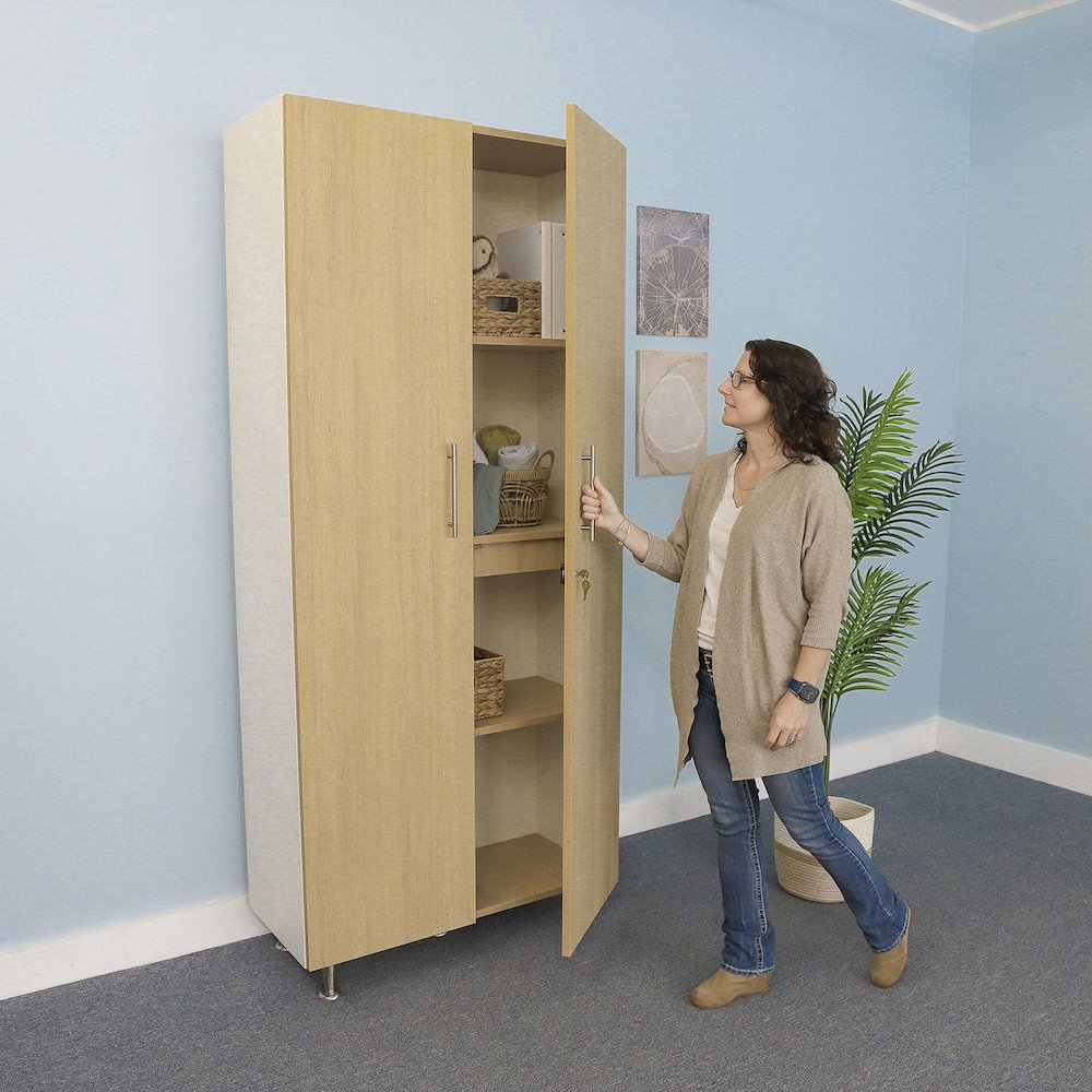 Tall And Wide Cabinet in Brown and White Color