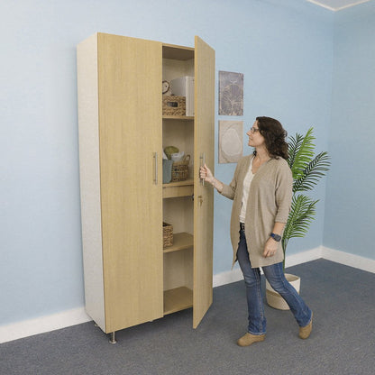 Tall And Wide Cabinet in Brown and White Color