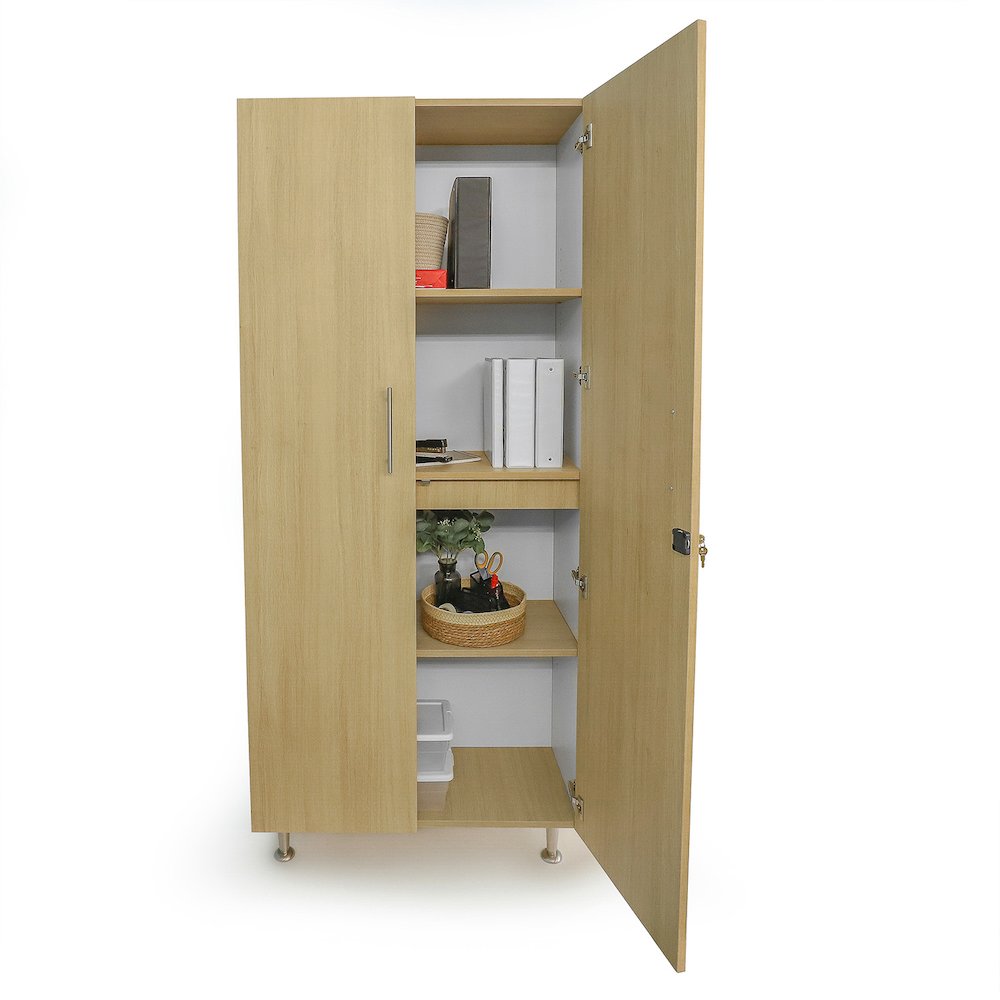 Tall And Wide Cabinet in Brown and White Color